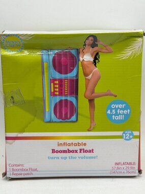 Inflatable Boombox Float For Pool & Beach 57.8" x 29.9" Over 4.5 Feet Tall Age 1